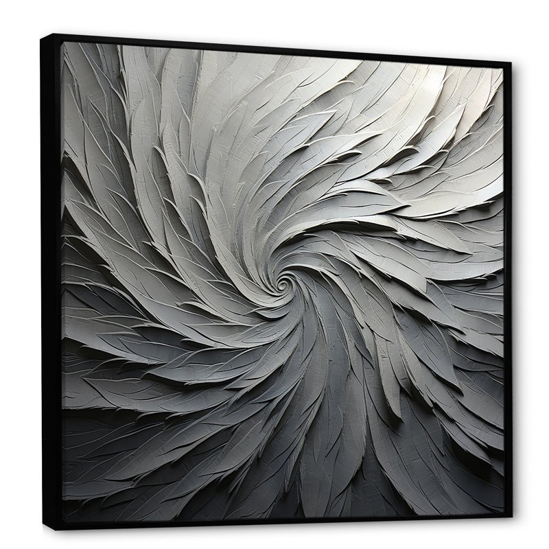 Gris et beige mouvement méditatif II - spirales abstraites, art mural, salon_106123, H 16 po x l 16 po x P 1 po
