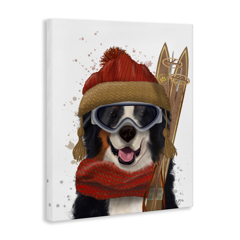 «Happy Skiing Dog» par Fab Funky, H 20 po x l 16 po