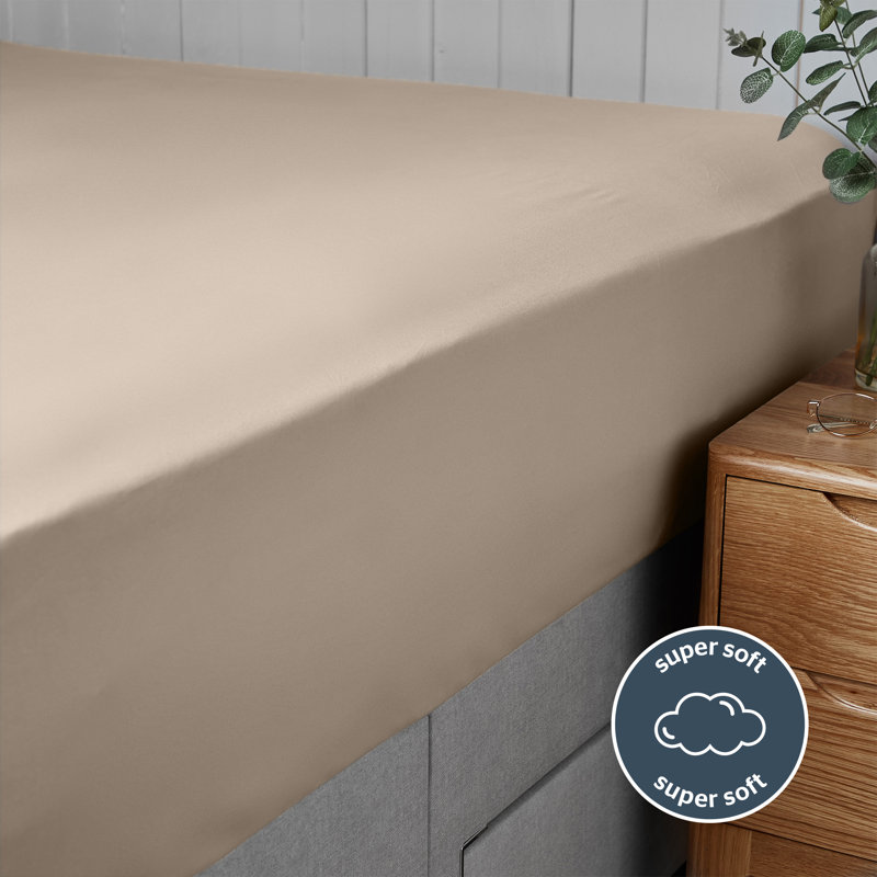 Silentnight Supersoft Fitted Sheet, Single (3'), Beige