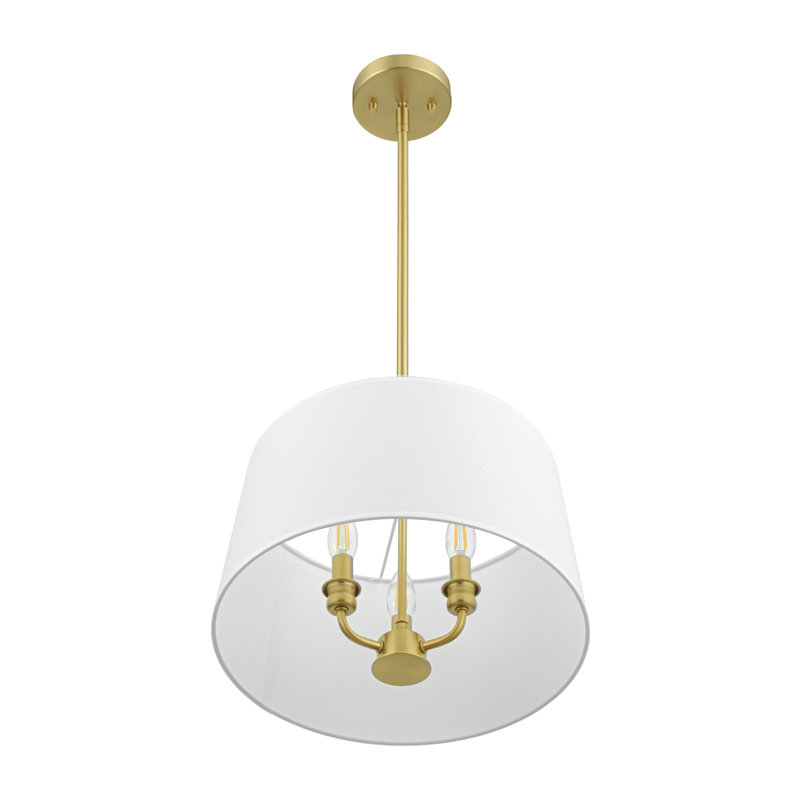 Billet 3-Light Convertible Pendant/Semi-Flush with Fabric Shades, Brushed Gold