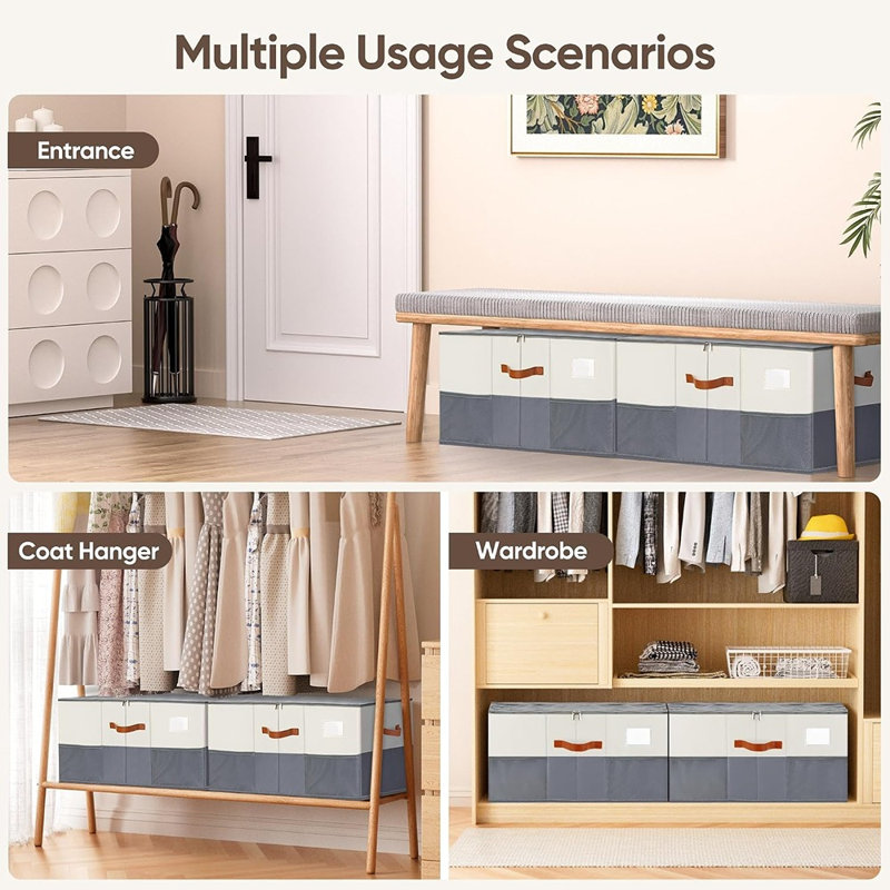 Grand organisateur à chaussures pliable avec séparateurs ajustables et couvercle transparent – ​​Boîte de rangement renforcée pour garde-robe, chambre et entrée