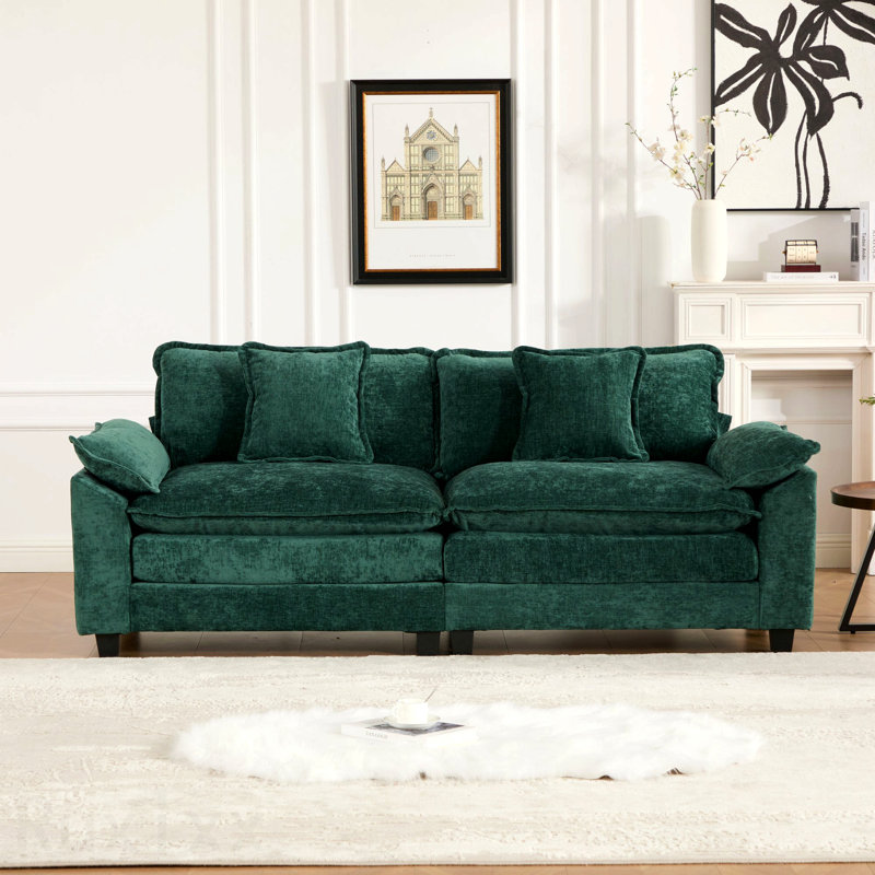 Causeuse plus large avec accoudoirs, canapé modulaire moderne, pour chambre à coucher et appartement dans le salon, coussin de siège rembourré à double couche confortable, tissu chenille respirant