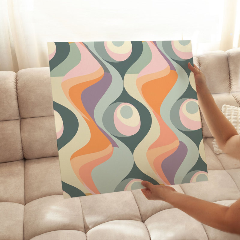 «Abstract Abstract Groovy 70s Pattern II Retro», reproduction d'art non encadrée, H 28 po x l 28 po