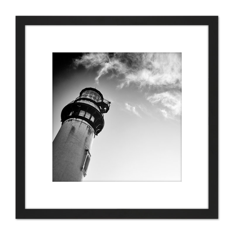 Lightshouse Cloudy Sky Black White - Single Picture Frame Painting