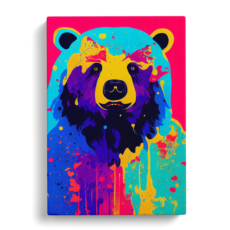 A Painted Bear No.7 Abstract - No Frame Print on Canvas, 50cm H x 35cm W x 3cm D
