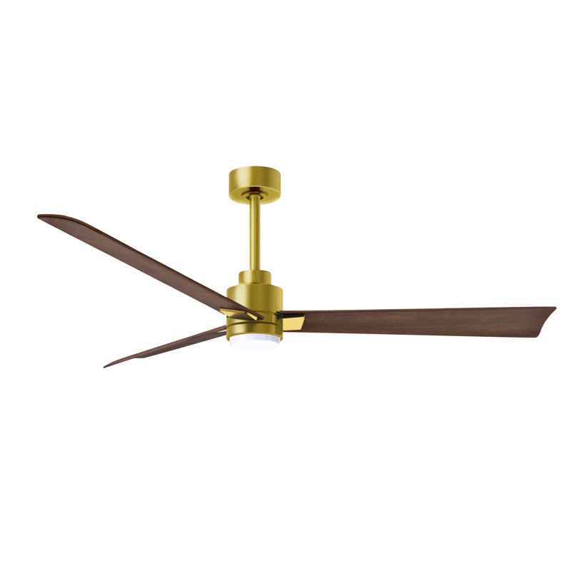 Alessandra - Three Blade Transitional Ceiling Fan -LED, Walnut, Brushed Brass, 56"