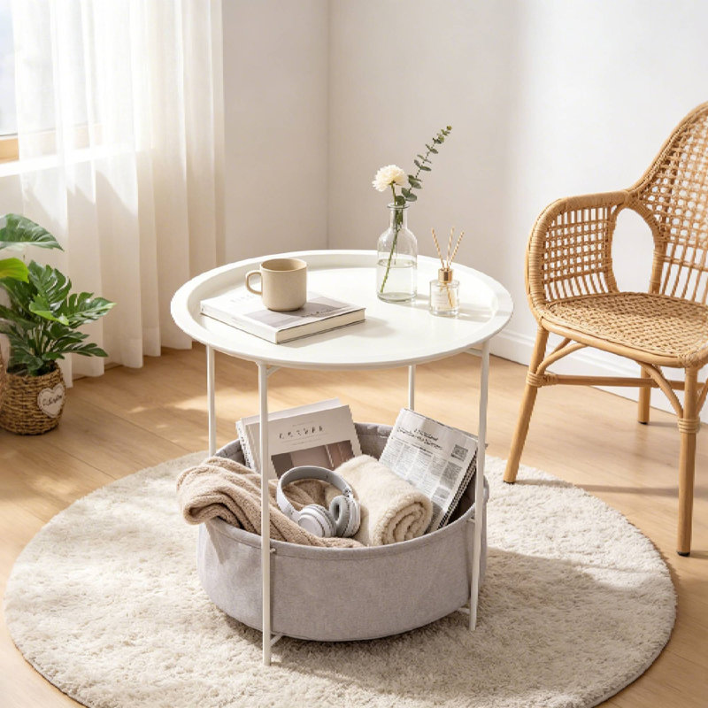 Petite table de bout avec sac de rangement Deeley, Gris