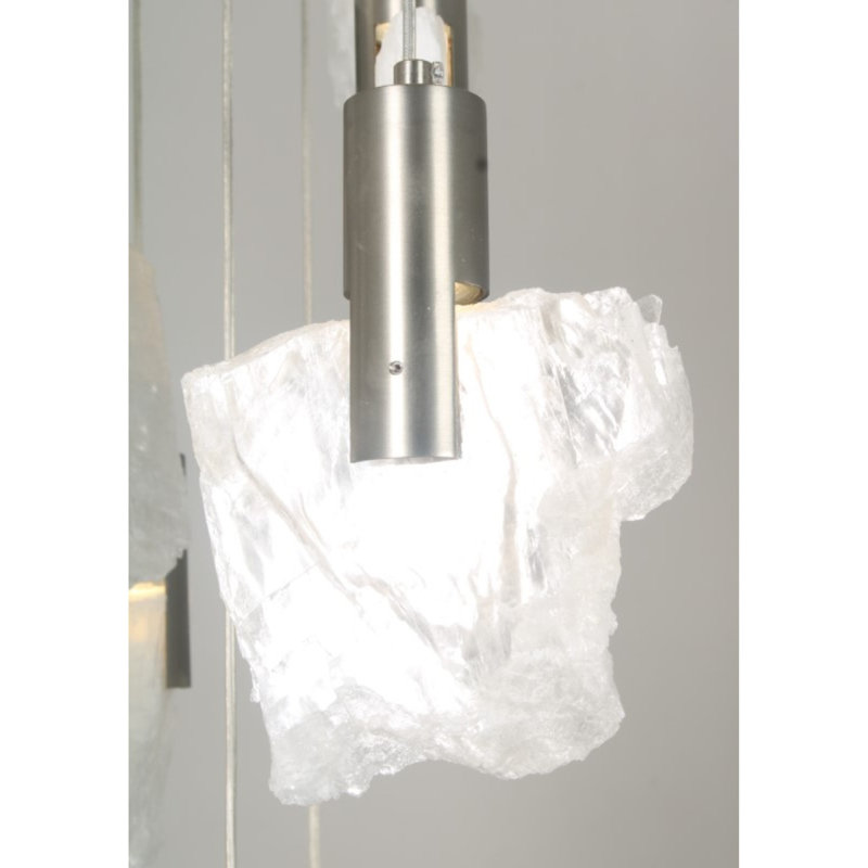 Lustre suspendu Selenite, Nickel brossé, H 40 po x l 16 po x P 16 po, Améthyste