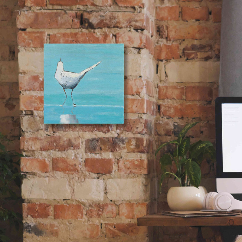 Egret II - peinture sur toile tendue, H 12 po x l 12 po x P 0,75 po