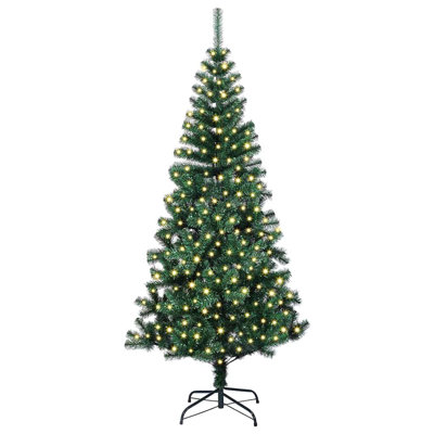 vidaXL Artificial Pre-lit Christmas Tree Green PVC and Metal