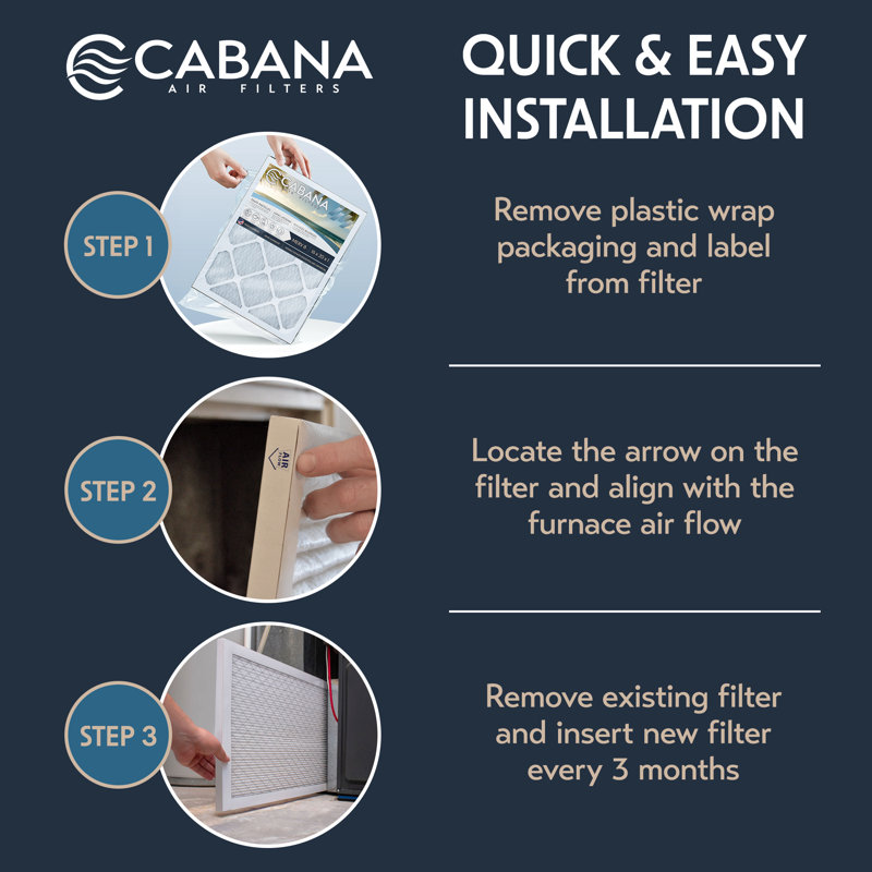 Cabana Air Filters 6 Pack HVAC Furnace Air Filters, MERV 13, 16 x 24 x 1, White, 24" H x 1" W x 16" D