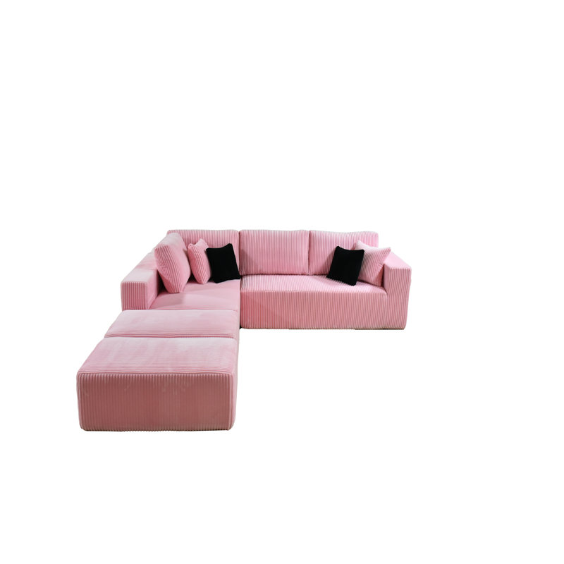 Fernvale Modular Boneless Sectional, Pink Corduroy