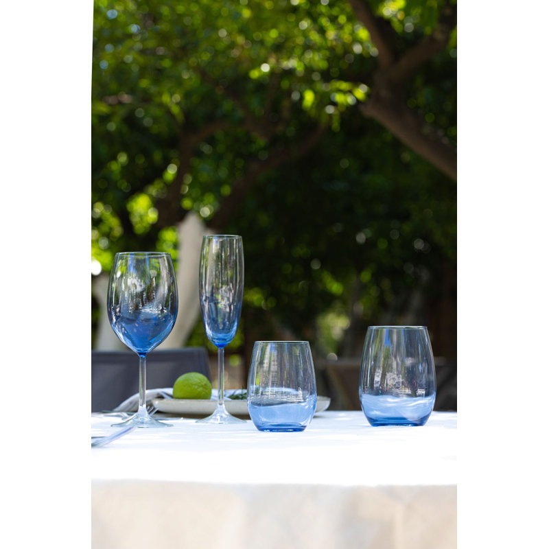 Élégant ensemble de verres à vin bleu (4 pièces), 3,0 x 3,0 x 8,1 pouces | 100% verre, capacité de 14,9 oz liq. Lavage à la main recommandé pour la longévité, parfait pour les réceptions et les occasions spéciales, ajout élégant à toute table