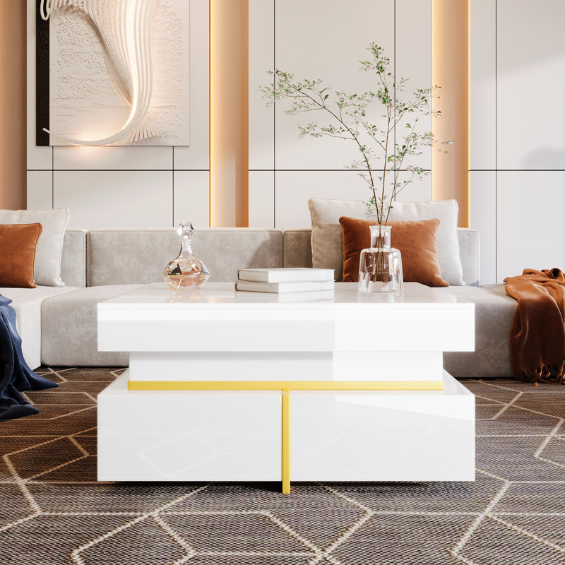 Coffee Table with Storage, White