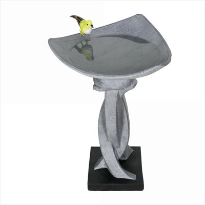 Bird Baths  228 H Modern Outdoor Garden Bird Bath  Concrete Cement  Gray