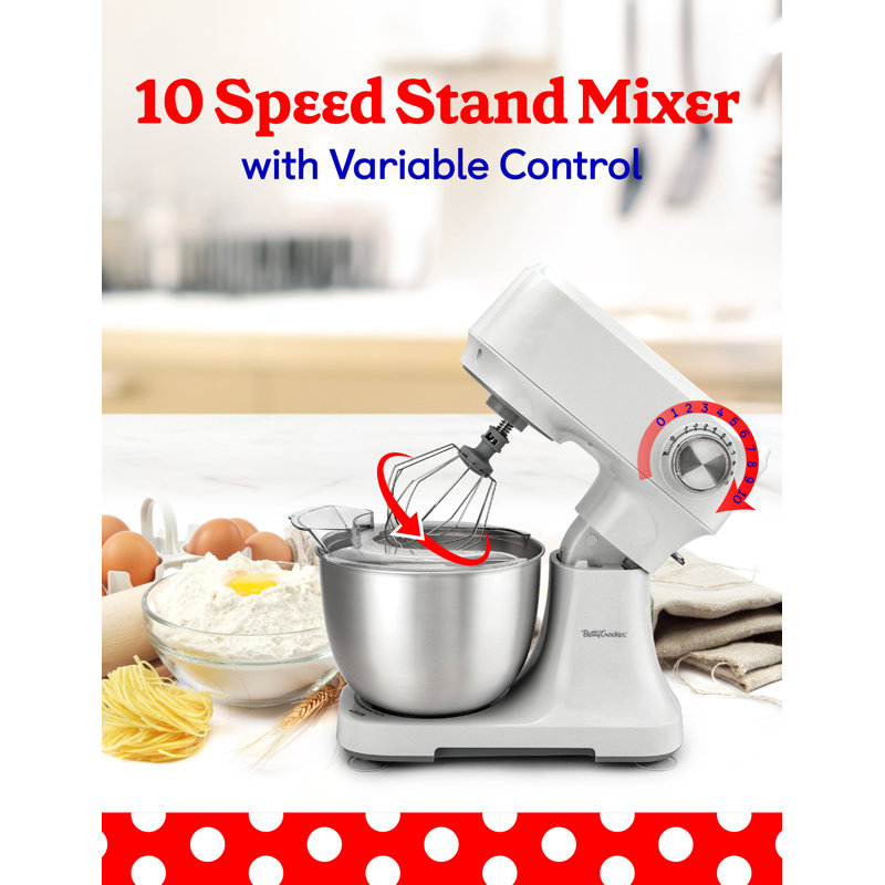 White 3.7-Qt Electric Stand Mixer with 10 Speeds