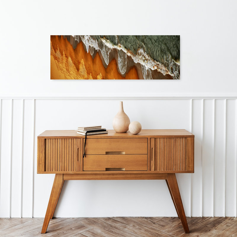 «Abstract Beach Waves», art mural côtier abstrait et vibrant contemporain, H 12 po x l 36 po