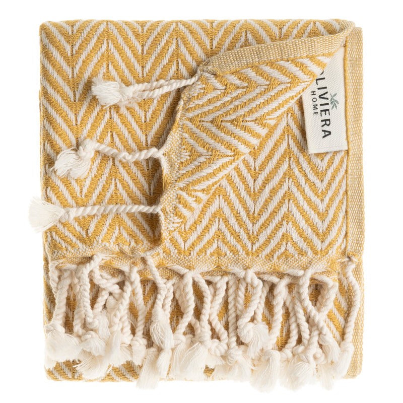 Herringbone Turkish Cotton Hand Towel Bundle, Mustard