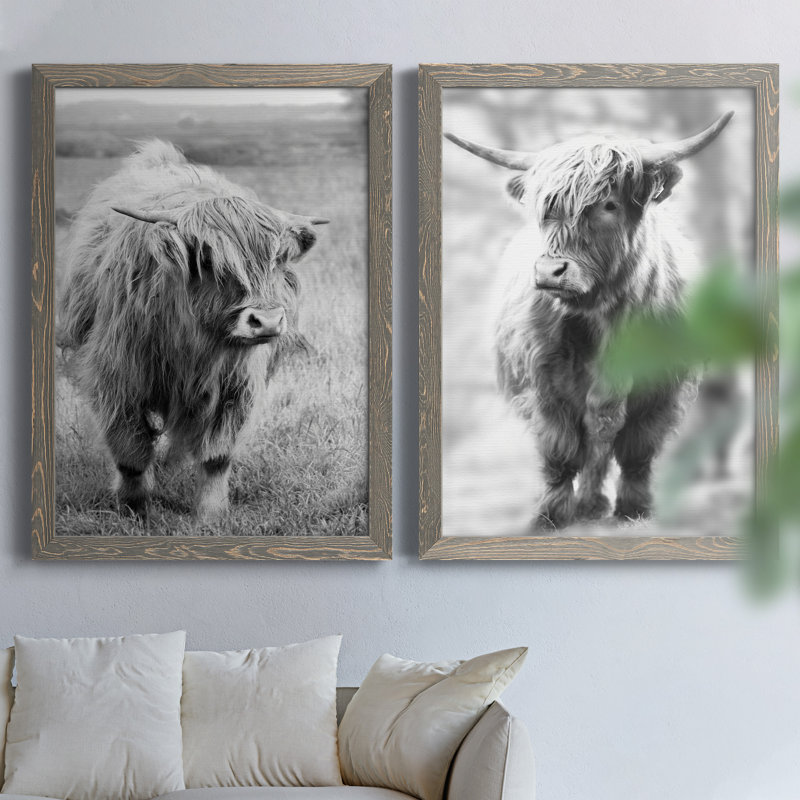Gretna Green Highland - Ensemble de 2 cadres photo sur toile, H 31,5 po x l 47 po x P 1,5 po, Encadré gris