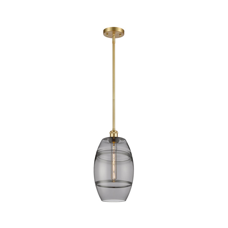 Luminaire suspendu à 1 tige Ballston Bettylou-516-G557, H 9,88 po x l 8 po x P 8 po, Gris fumée clair, Or satiné