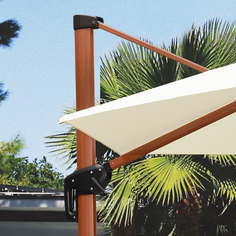 EplIng 156'' x 120'' Rectangular Cantilever Umbrella With Crank Lift ,StAnd Included,Cream, Cream