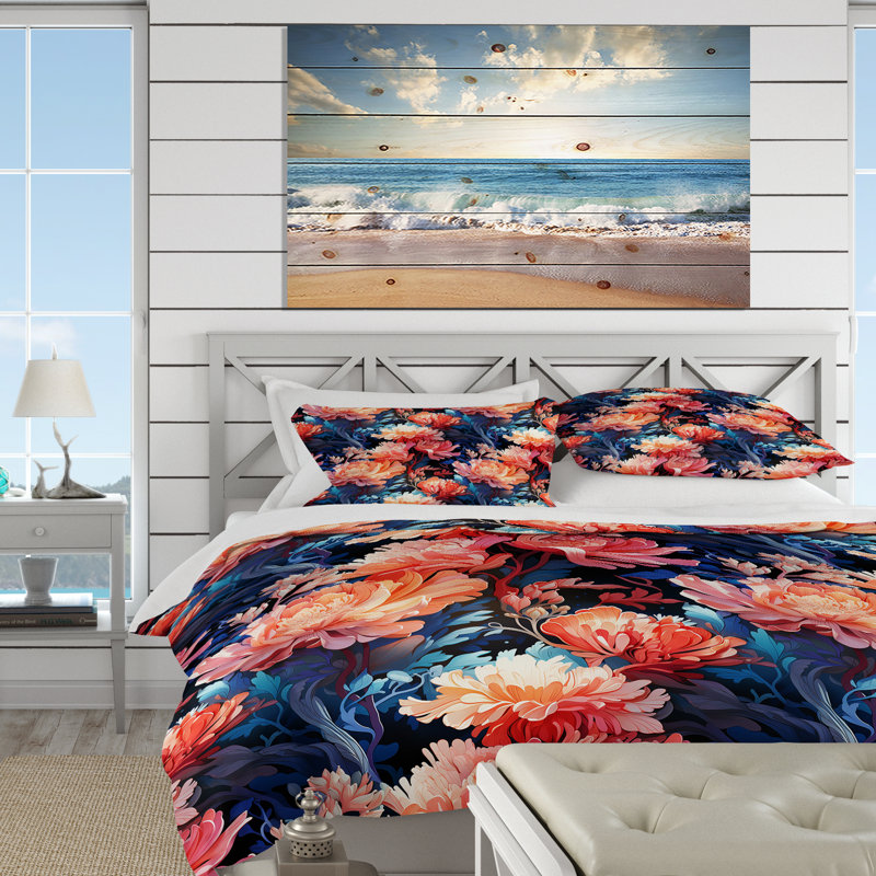 Literie Coral Mirage, Housse de couette simple + 1 taie décorative stan