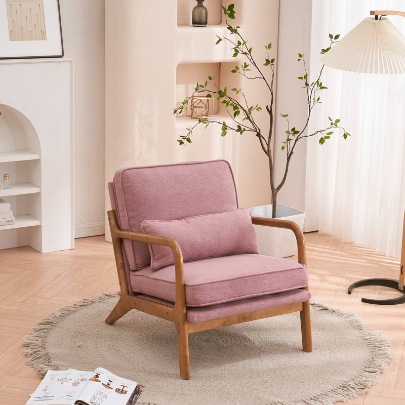 Upholstered Armchair, Pink Linen Blend
