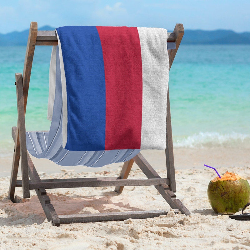 Lightweight Beach Towel, Blue/Red/White, Microfiber