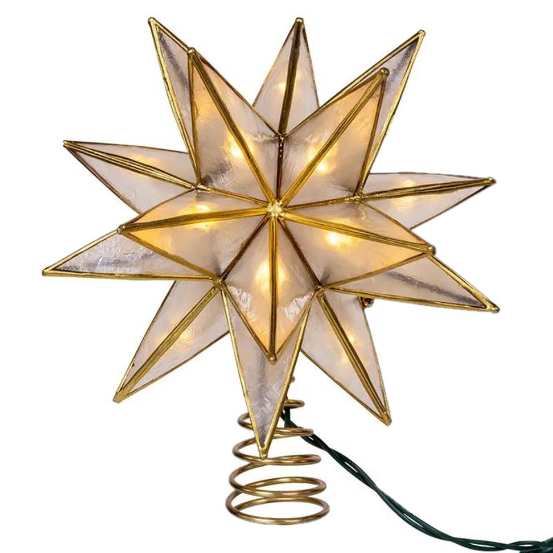 Kurt Adler's 10-Light LED 15-Point Gold Sputnik Capiz Tree Topper