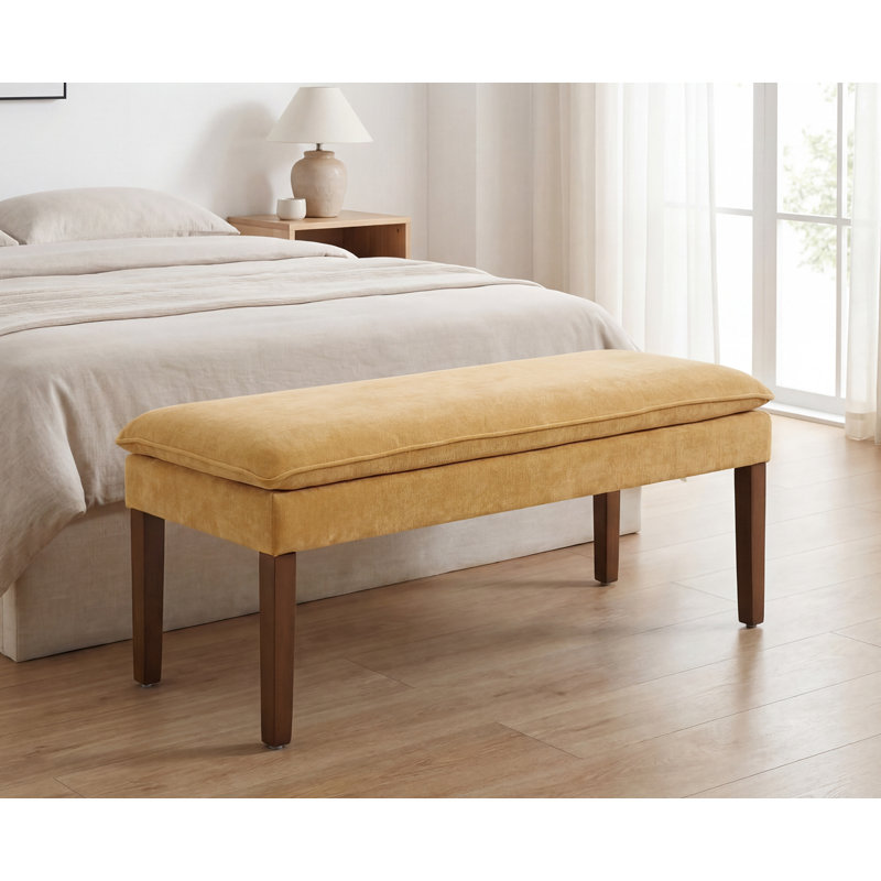 Upholstered Foam Bench, Chenille-Yellow