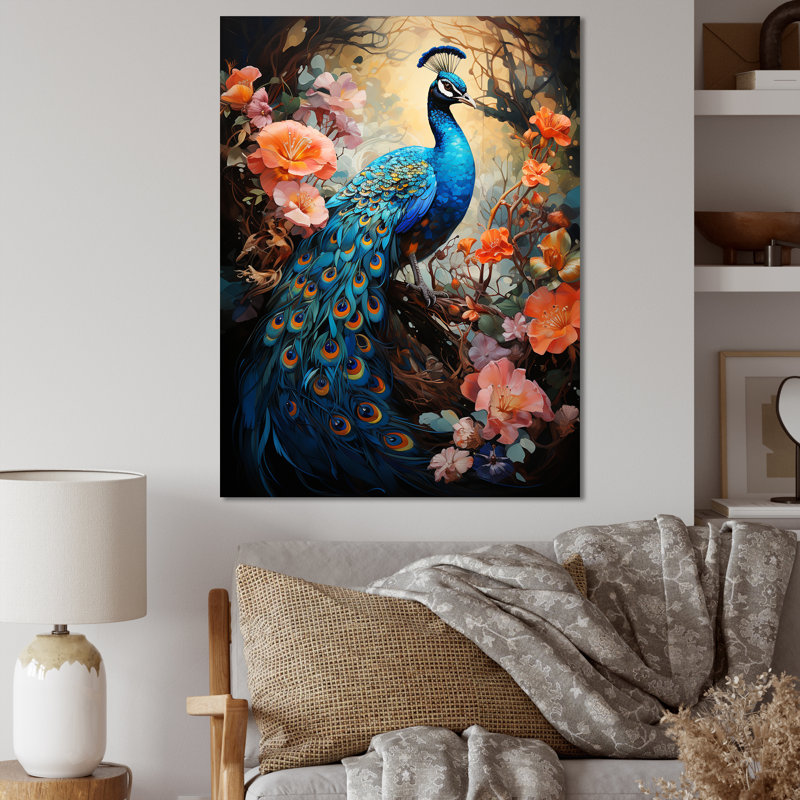 Wrinkle Peacock lumineux sur toile, H 20 po x l 12 po x P 1 po, Toile tendue