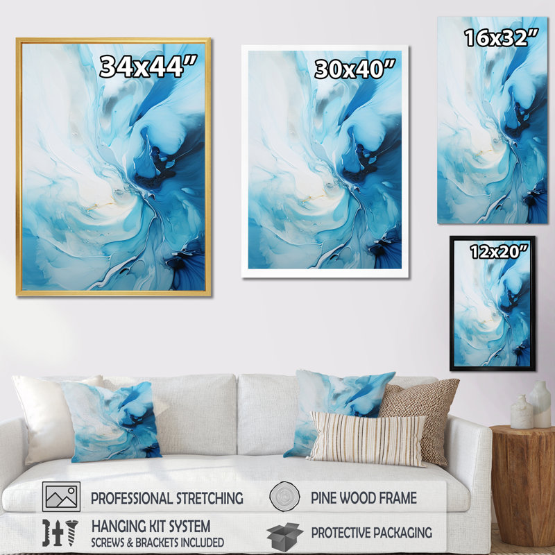 «Martial Art Flowing Harmony», reproduction d'art sur toile abstraite, Encadrement doré, H 32 po x l 16 po x P 1 po