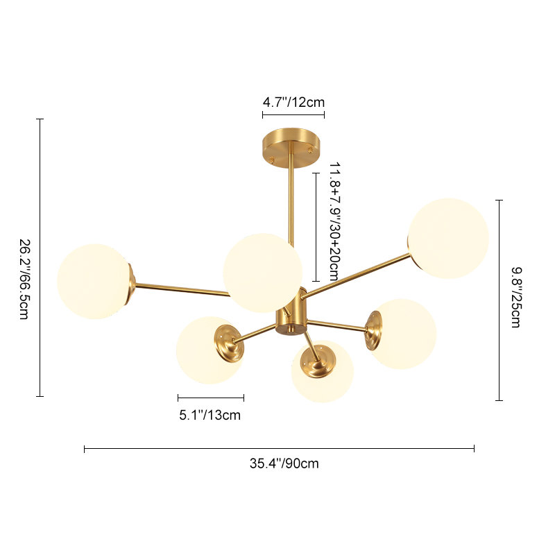 6-light Modern Linear Dimmable Sputnik Chandelier , null, null