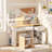 Desk and Chair Set, Wooden Study Table with Tiltable Desktop, Hutch, Drawer & Storage Cabinet, Multi-Functional Writing Desk for All Age-124572045