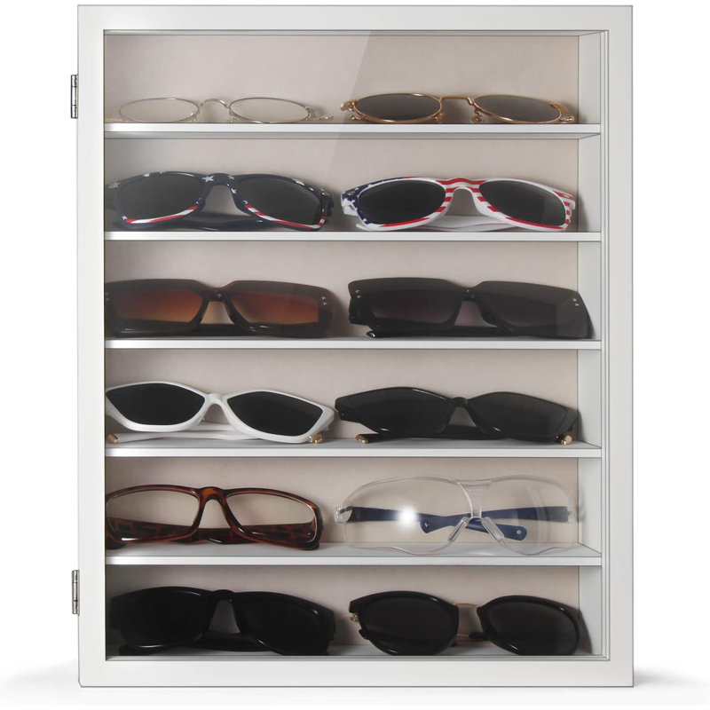 Sunglasses Organizer Storage Wall Mounted, White