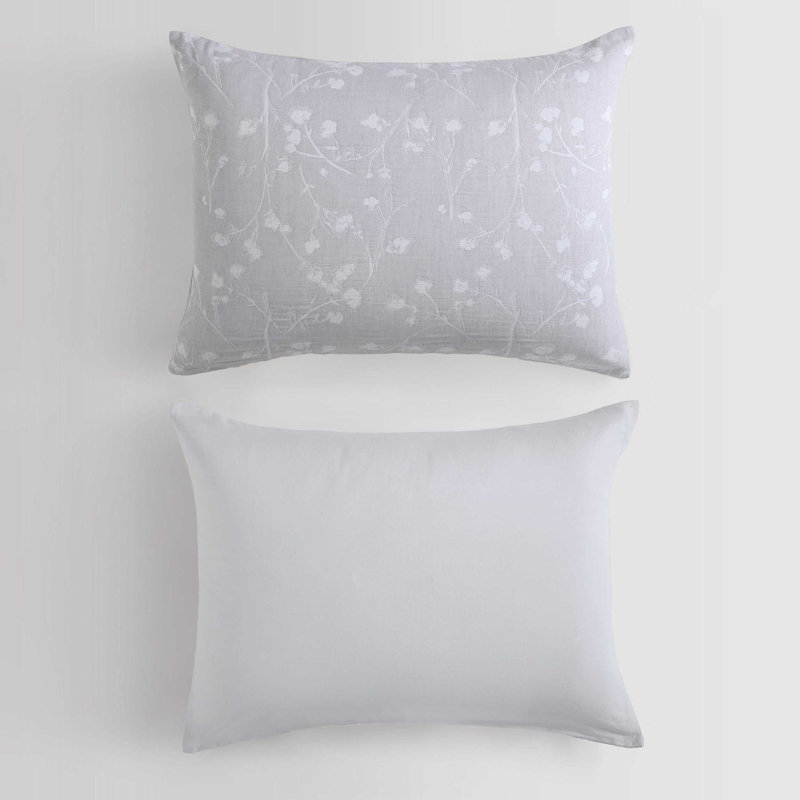 Ensemble floral gris Calvin Klein Umbra, Édredon pour très grand lit + 2 taies décorativ