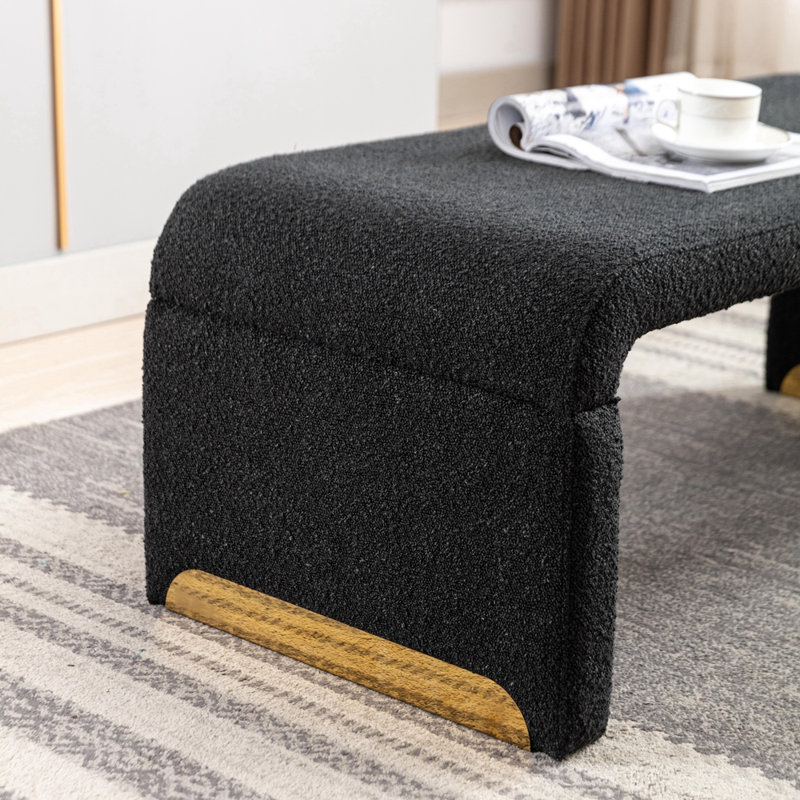 Repose-pieds rectangulaire 19,69 po Latalia, Laine noire