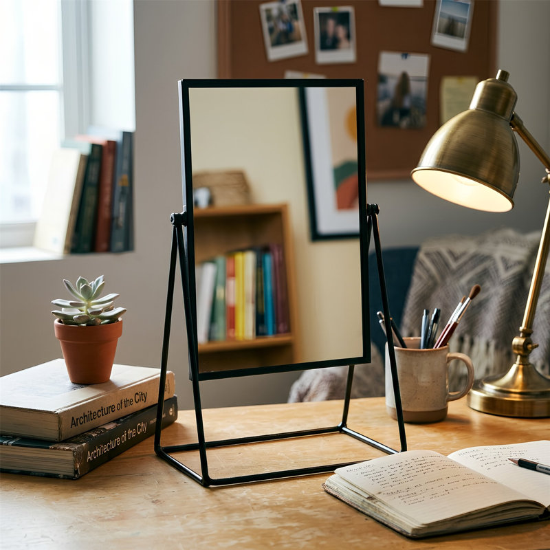 Harbour Housewares - Dressing Table Vanity Makeup Mirror - 22 x 39cm, 2, 22cm W X 39cm H X 15cm D, Black