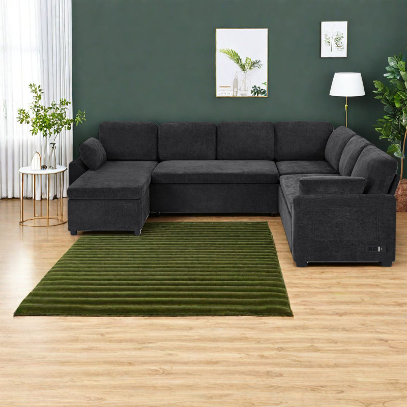 Canapé-lit modulaire convertible en U en chenille pour la maison