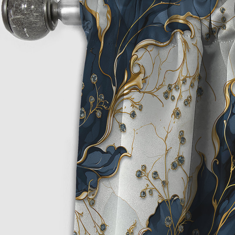 Julissa - Abstract Marble Marble Blackout Curtain - 1 Panels, 52" W x 63" L
