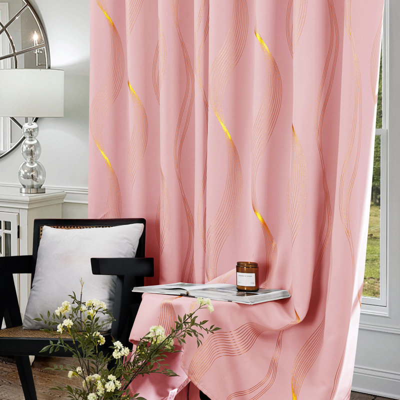 Geometric Blackout Thermal Curtain Pair, 52" W x 84" L, Dark Gray
