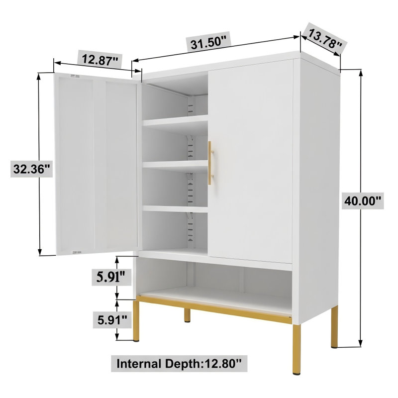 40-Inch Tall Two-Door Shoe Locker, Modern Narrow Storage Unit With Seven Adjustable Shelves And Metal Frame, Concealed Design For Entryways, Hallways, Closets, Bedrooms, Living Rooms, Laundry Rooms (White)