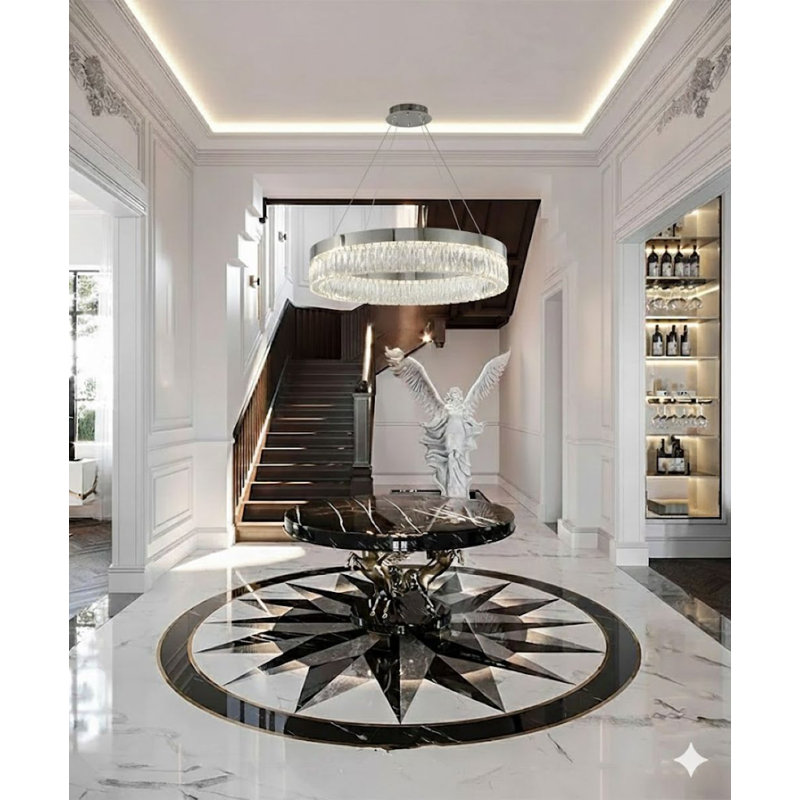 Modern 1 Light LED Chrome Halo Chandelier, Chrome, 65" H x 32" W x 32" D