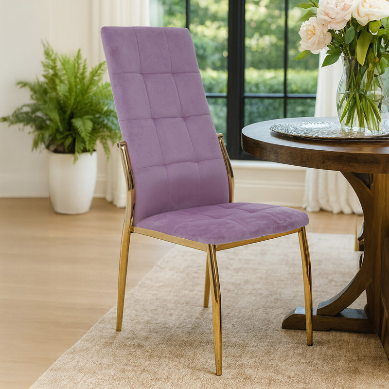 Elsberry 45cm H Tufted Velvet Upholstered Side Chair, Pink