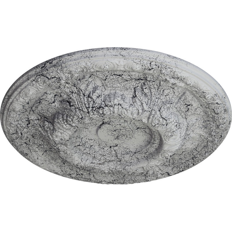 Médaillon de plafond H 2 1/2 po x l 23 3/8 po x P 2 1/2 po Granada, Blanc craquelé ultra pur