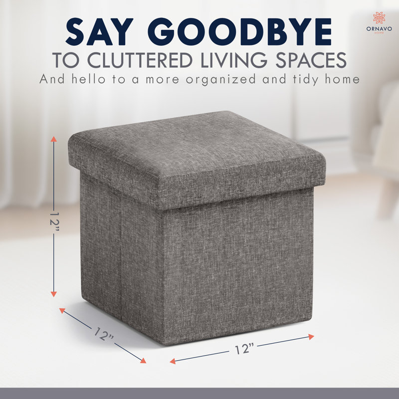 Small Foldable Square Linen Storage Bench Suitable For Living Room, Bedroom, Dormitory, Taupe