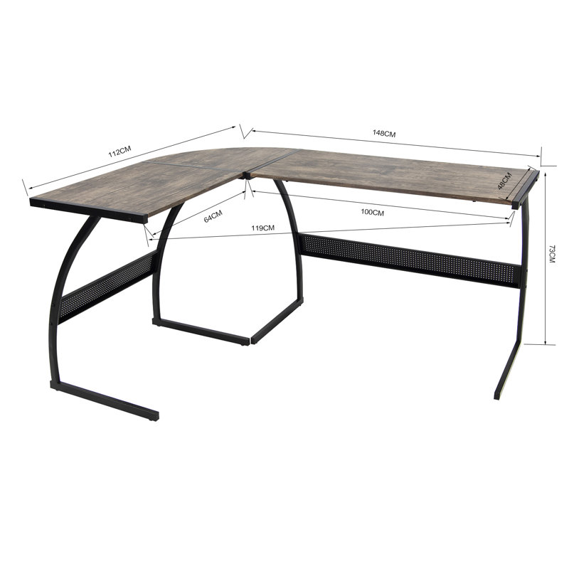 Mckamey L-Shaped Metal Base Writing Desk