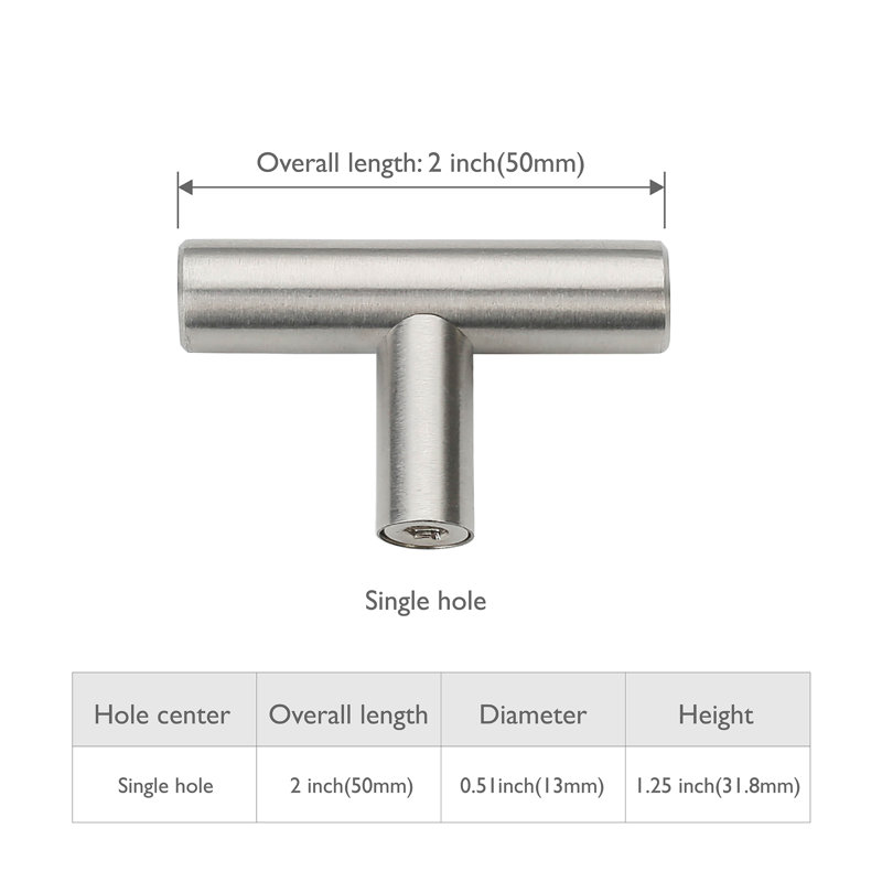 T-Bar Knob, Brushed Nickel