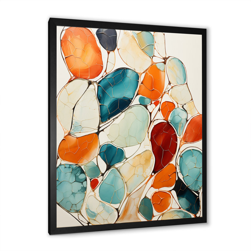 «Ingvarda Blue Mid Century Midcentury Mosaic I», reproduction sur toile, H 20 po x l 12 po x P 1 po, Cadre photo noir