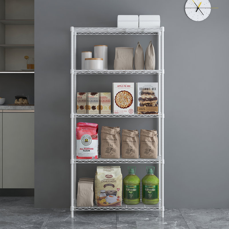 Maykol 5-Tier Wire Shelving Unit, White Coating